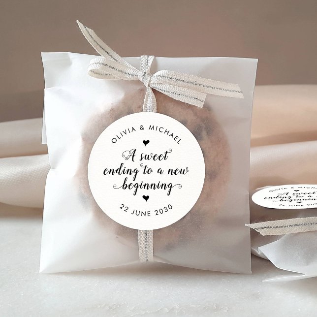 Sticker Rond Sweet Terminer le nouveau Mariage de début simple  (Créateur téléchargé)