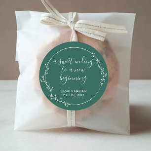 Sticker Rond Sweet Terminer Nouveau Début Ivy Green Mariage Fav