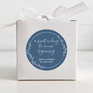 Sticker Rond Sweet Terminer Nouveau Début Marine Blue Mariage F