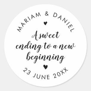 Sticker Rond Sweet Terminer Simple Script Moderne Mariage blanc