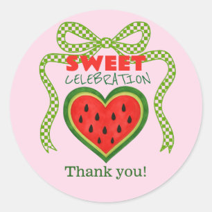 Sticker Rond Sweet Watermelon Ribbon Été Invitation