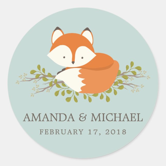 Sticker Rond Sweet Woodland Fox Événement Favoriser le phoque (Devant)