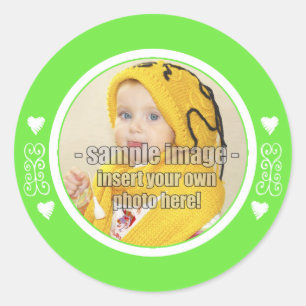 Sticker Rond SweetBébéCarottes Cadre blanc vert