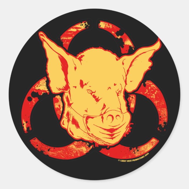 Sticker Rond SWINE FLU - Méfiez-vous de la pandémie ! (Devant)