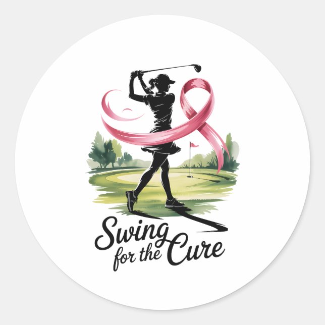 Sticker Rond Swing for the Cure Golf Breast Cancer (Devant)