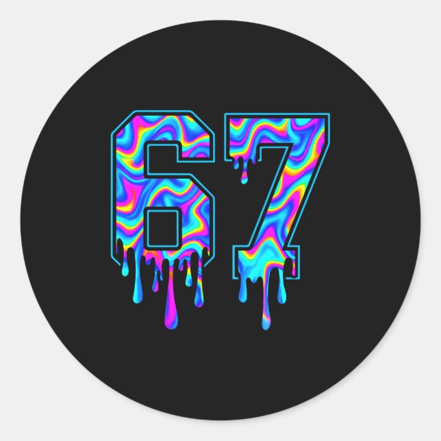 Sticker Rond Swirl Six Seven Drip 6 7 Meme Gen Alpha Slang  (Devant)