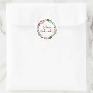 Sticker Rond Swiss Joyeux Noël Wreath, Schöni Wiehnachte Ce