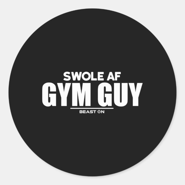 Sticker Rond Swole Af Gym Guy Bodybuilding Fitness Gym Saym (Devant)