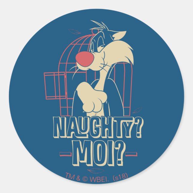 Sticker Rond SYLVESTER™ - Naughty ? Moi ? (Devant)