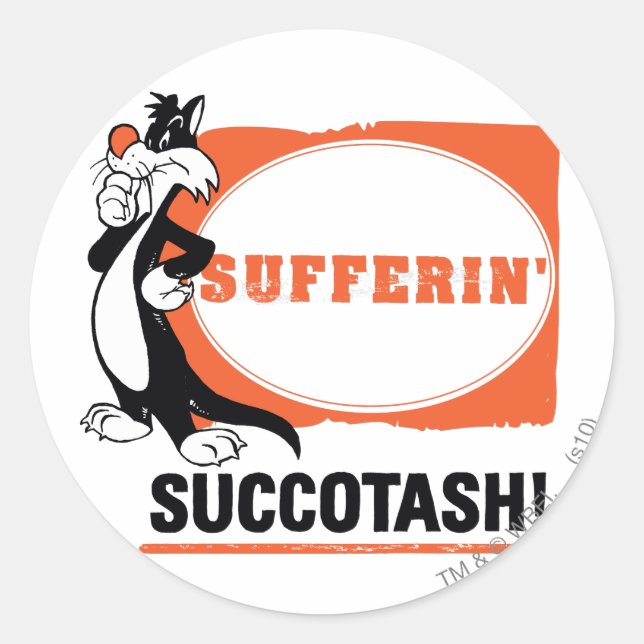 Sticker Rond SYLVESTER™ Sufferin' Succotash! (Devant)