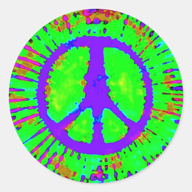 Sticker Rond SYMBOLE Abstrait DE Cravate Psychédélique-Dye DE L (Devant)