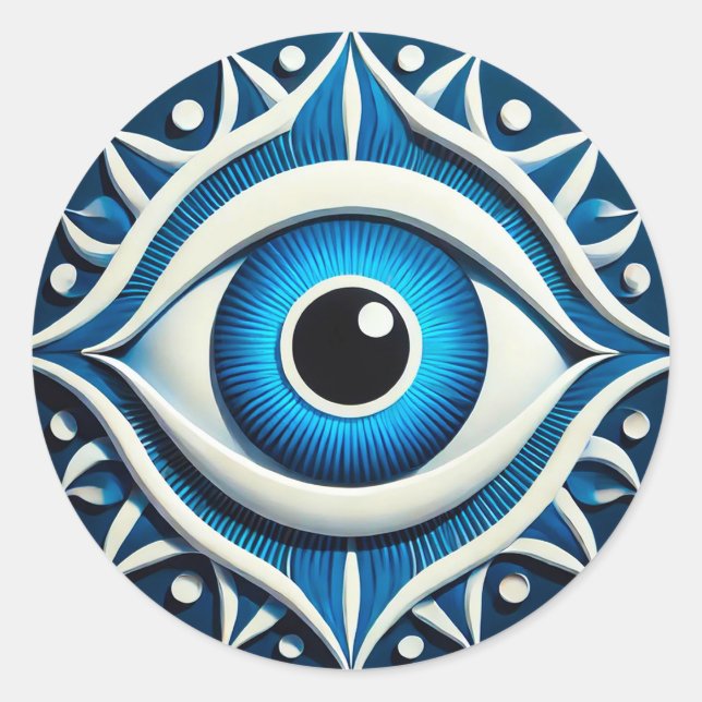 Sticker Rond Symbole Abstrait des yeux bleus (Devant)