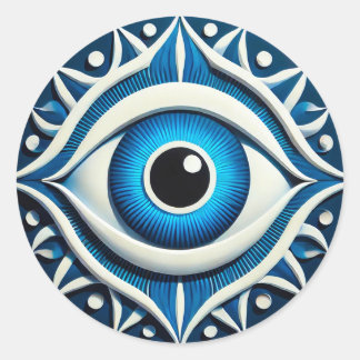 Sticker Rond Symbole Abstrait des yeux bleus