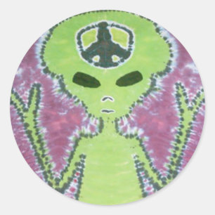 Sticker Rond SYMBOLE Alien DE LA PAIX VERT Tie Dye