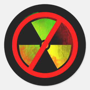 Sticker Rond Symbole anti-nucléaire de Grunge Radoactif