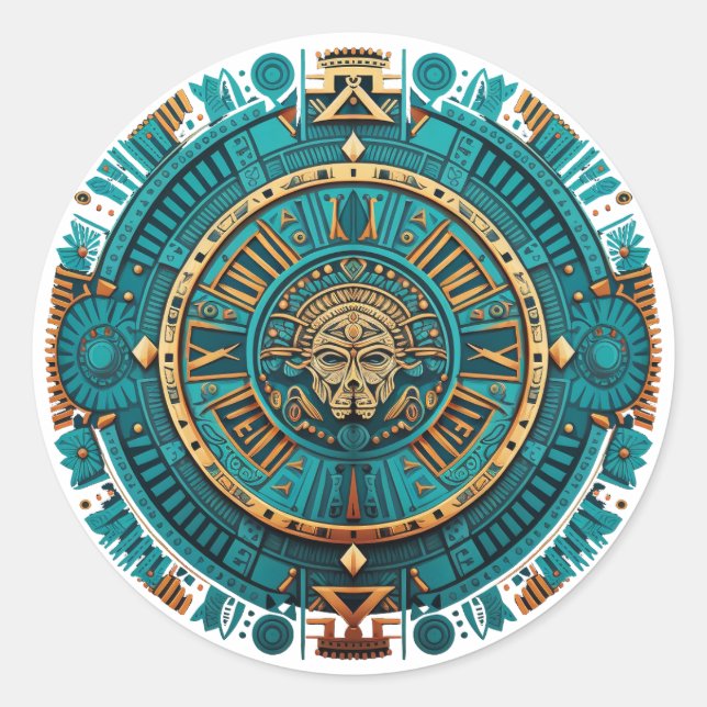 Sticker Rond Symbole antique aztèque, inca et maya (Devant)