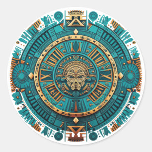 Sticker Rond Symbole antique aztèque, inca et maya
