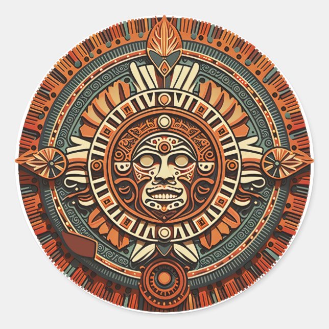 Sticker Rond Symbole antique aztèque, inca et maya (Devant)