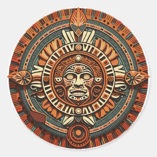Sticker Rond Symbole antique aztèque, inca et maya