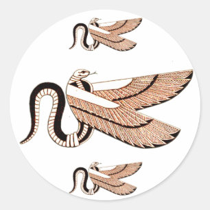 Sticker Rond Symbole antique du serpent à ailes égyptien