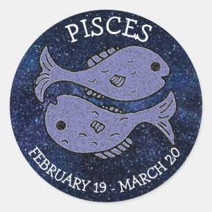 Sticker Rond Symbole astrologique zodiaque Pisces Horoscope