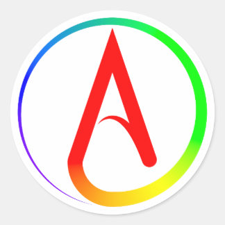 Sticker Rond Symbole athée arc-en-ciel