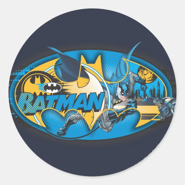 Sticker Rond Symbole Batman | Logo Classic Collage (Devant)