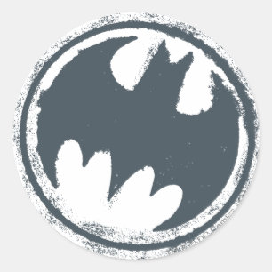 Sticker Rond Symbole Batman   Logo Grey Grunge