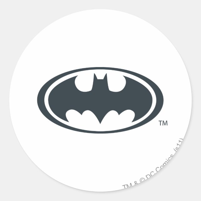 Sticker Rond Symbole Batman | Logo noir et blanc (Devant)