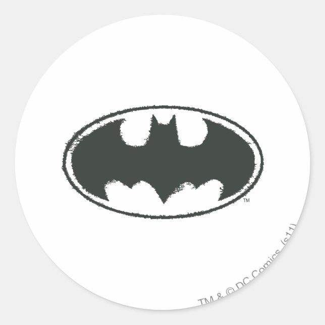 Sticker Rond Symbole Batman | Logo noir Spray (Devant)