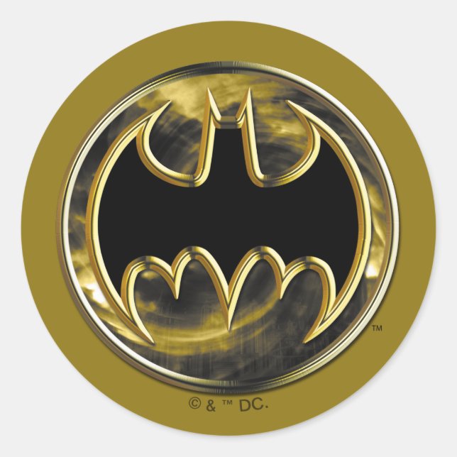 Sticker Rond Symbole Batman | Logo Or (Devant)