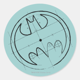 Sticker Rond Symbole Batman   Logo technique d'esquisse