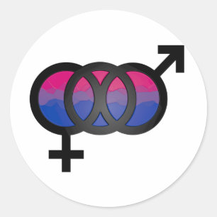 Sticker Rond Symbole bisexuel 3D