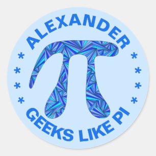 Sticker Rond Symbole bleu Pi Math Geek Adultes N Enfants Coloré