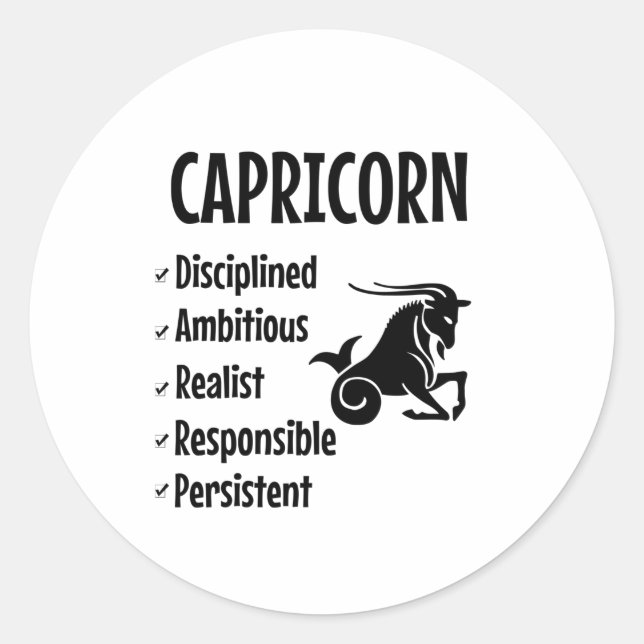 Sticker Rond Symbole Capricorne (Devant)