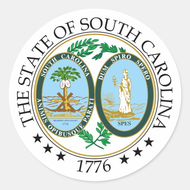 Sticker Rond Symbole Caroline du Sud (Devant)
