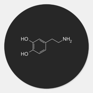 Sticker Rond Symbole chimique de la molécule de dopamine