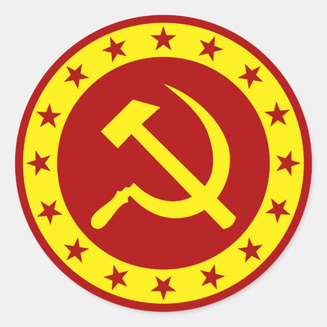 Sticker Rond Symbole communiste faucille marteau (Devant)