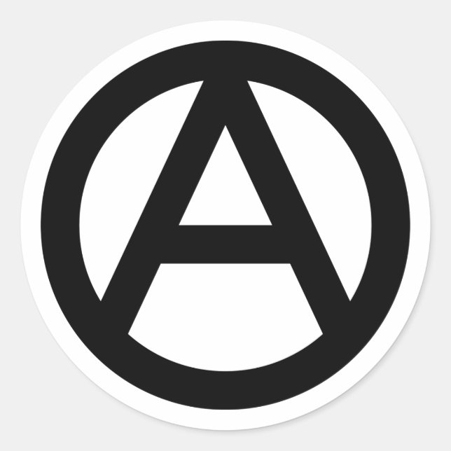 Sticker Rond Symbole d'anarchie NOIRE (Devant)