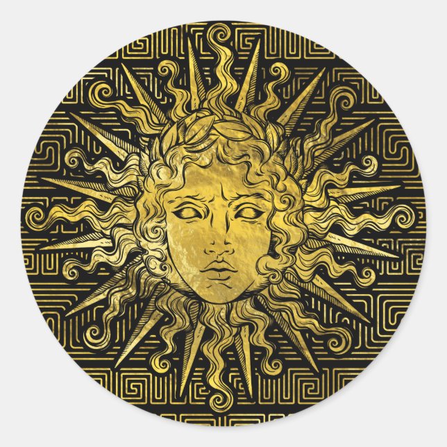 Sticker Rond Symbole d'Apollo Sun sur le motif principal grec (Devant)
