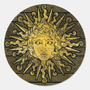 Sticker Rond Symbole d'Apollo Sun sur le motif principal grec