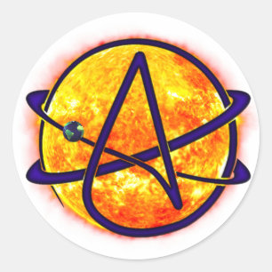 Sticker Rond Symbole d'athéisme solaire flamboyant