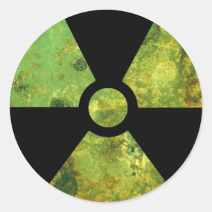 Sticker Rond Symbole d'avertissement rouillé de rayonnement