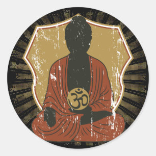 Sticker Rond Symbole de Buddha Meditating Om