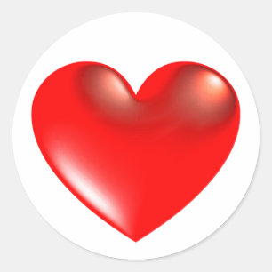 Sticker Rond Symbole de cœur de style tridimensionnel rouge