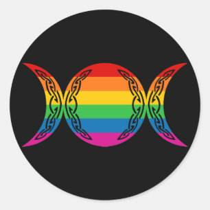 Sticker Rond Symbole de déesse triple arc-en-ciel