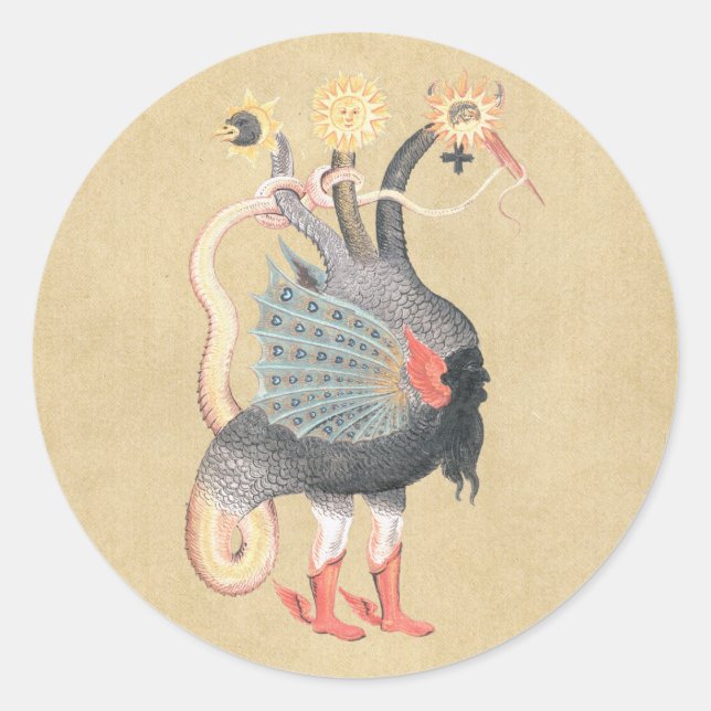 Sticker Rond Symbole de dragon alchimie (Devant)