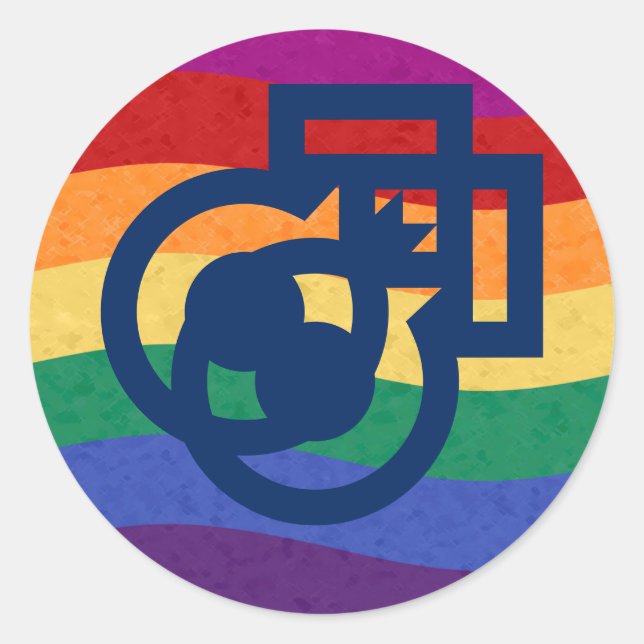 Sticker Rond Symbole de genre masculin gay pride arc-en-ciel (Devant)