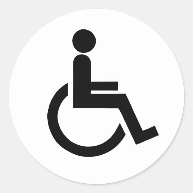 Sticker Rond Symbole de handicap noir et blanc (Devant)