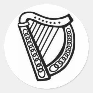 Sticker Rond Symbole de harpe celtique irlandais